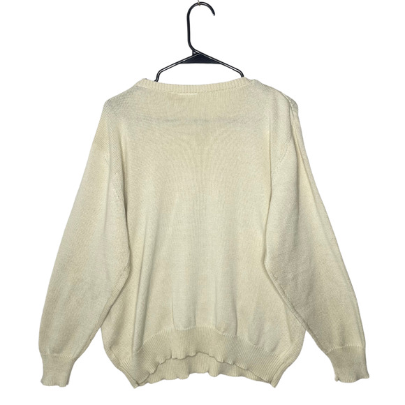 Vintage Women 3D Sweater Sz 20 Cable Knit Cottage Core Pastel Flower Accents - Picture 2 of 11